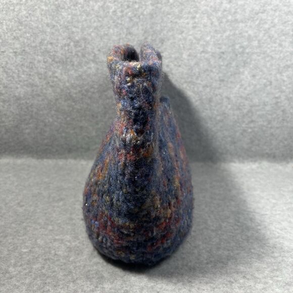 Handcrafted Purse Clutch Bag Blue Gray Knitted Wool Felt Artisan 13” x 9” Boho - Picture 4 of 14